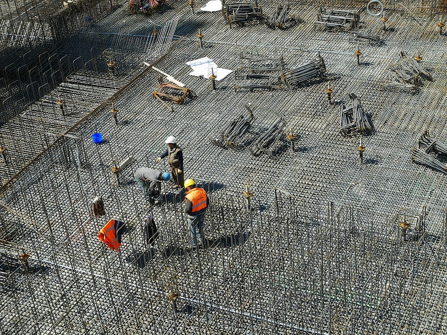 three, man, working, together, construction site, construction workers, building, hard work, safety, project