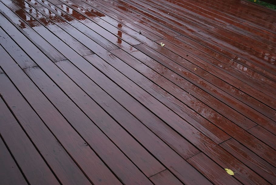 Deck, Wooden, Rain, Water, Slick, rain, water, slippery, wood - material, hardwood floor, outdoors