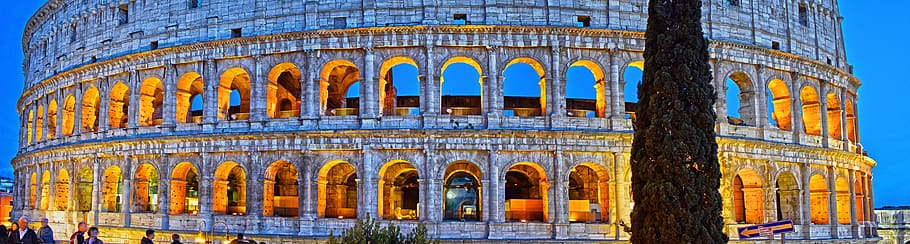 rome, colosseum, italy, roman, night, city, architecture, tourism, gladiator, ruin