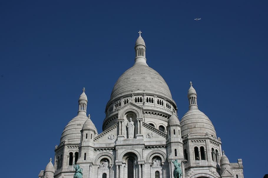 Sacre Coeur, cúpula de la iglesia, París, cúpula, exterior del edificio, cielo, destinos de viaje, religión, arquitectura, creencia