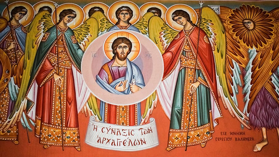 congregación de ángeles, iconografía, pintura, iglesia, religión, ortodoxa, dios, fe, religioso, cristianismo