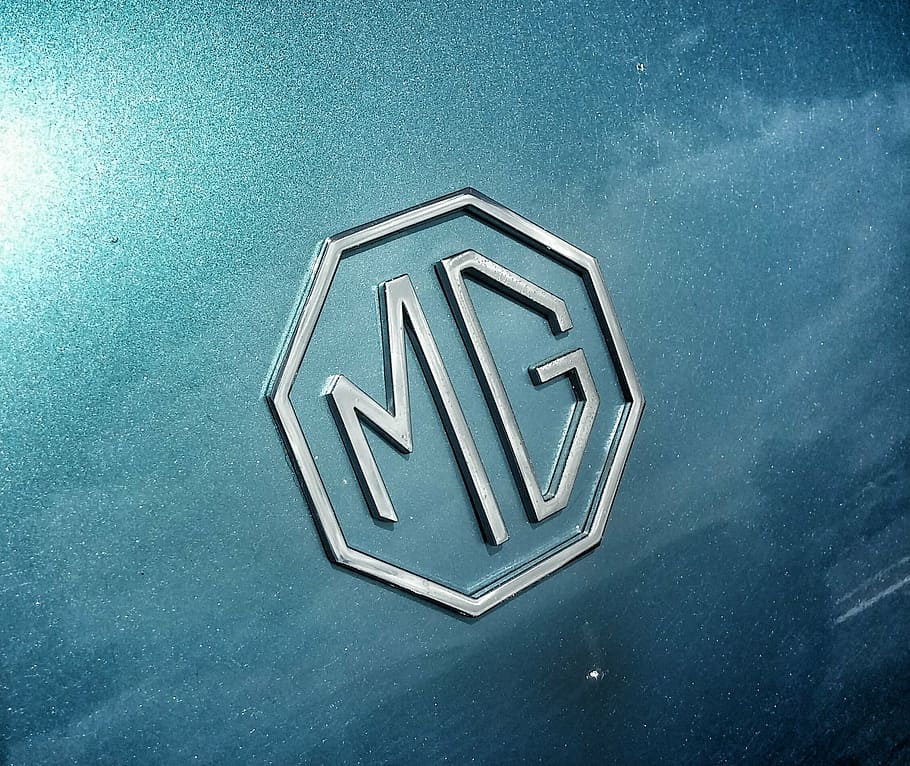 mg, car, classic, vintage, blue, shape, directly above, indoors, sign, close-up
