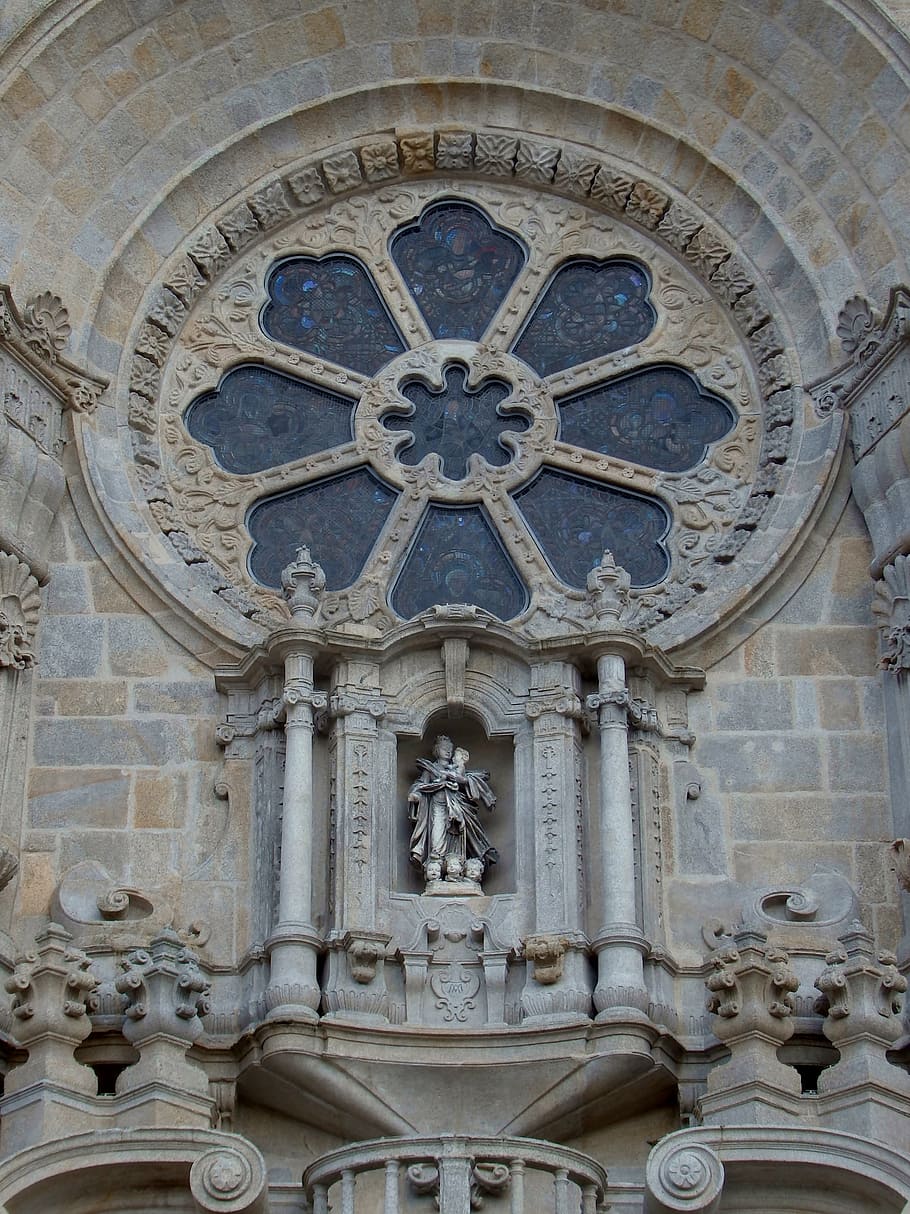 rosette, cathedral, porto, portugal, architecture, built structure, religion, place of worship, building exterior, belief