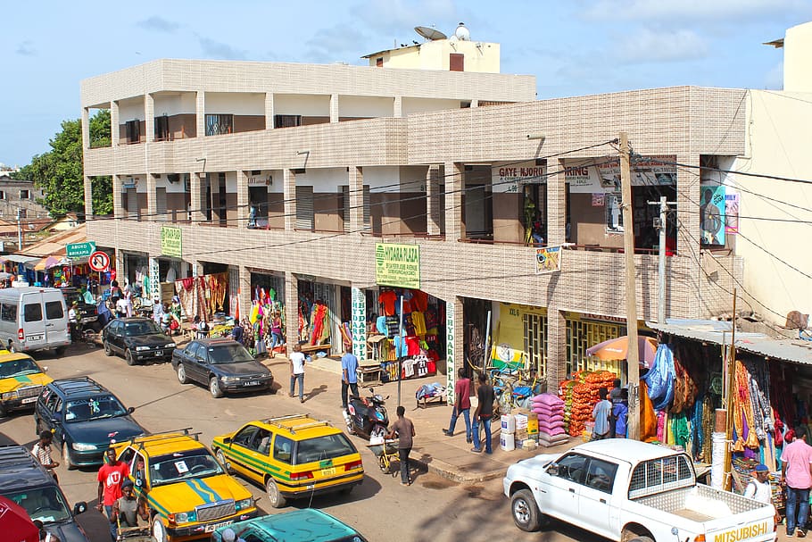 africa, market town, serrakunda, market, shopping mall, town, people, tourism, cityscape, crowd