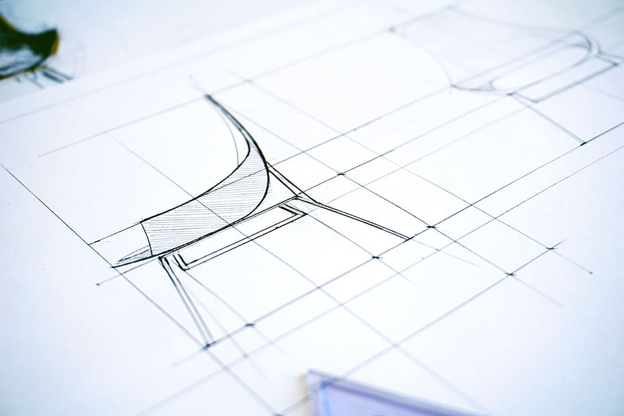 bosquejo de silla, arquitectónico, diseño, plan, resumen, papel, lápiz, dibujo, documento, medición