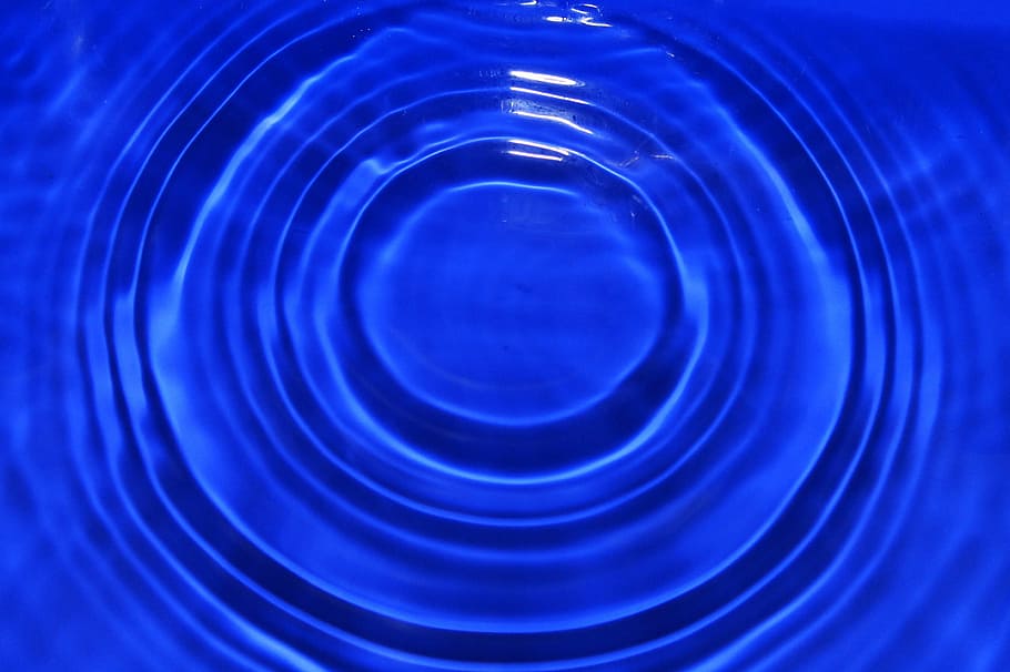 drop of water, wave, wet, circle, waves circles, blue, concentric, backgrounds, abstract, full frame