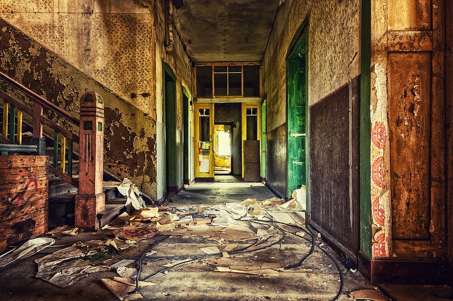 floor, corridor, lost places, pforphoto, architecture, building, interior, perspective, passage, abandoned
