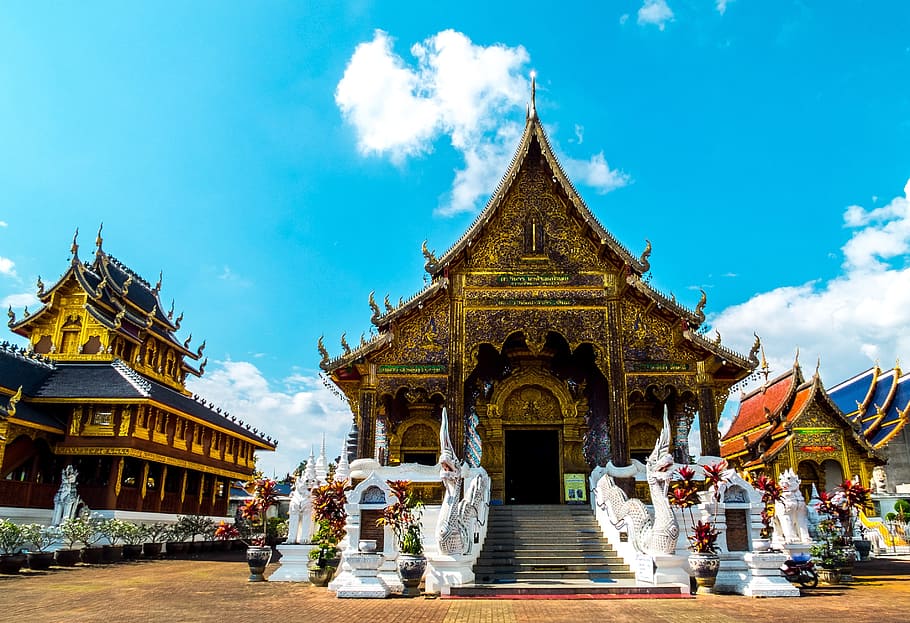Templo, complejo, norte de Tailandia, complejo de templos, arquitectura, aire libre, cielo, exterior del edificio, día, ciudad