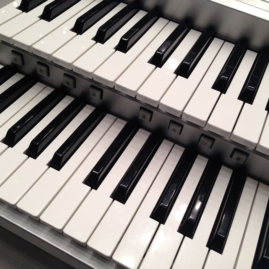 Alat Musik, Keyboard, organ elektronik, piano, musik, Kunci piano, kunci, suara, close-up, Warna hitam
