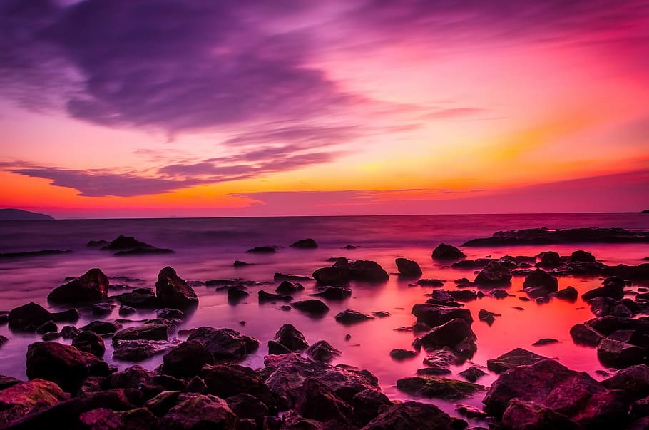 brown, stones, ocean, turkey, sunset, dusk, sky, clouds, beautiful, colors