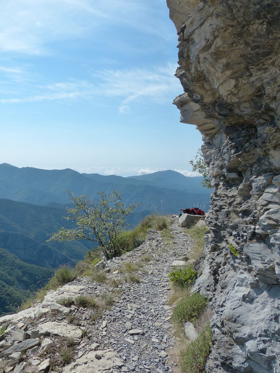Trilha, caminhada, gta, grande travessia dos Alpes, descida, íngreme, montanha, rocha, objeto, aventura