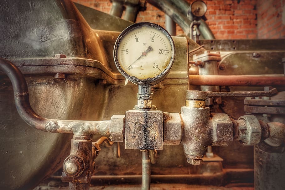 pressure gauge, pressure, technology, machine, old, ad, instrument, industry, pressure display, steampunk