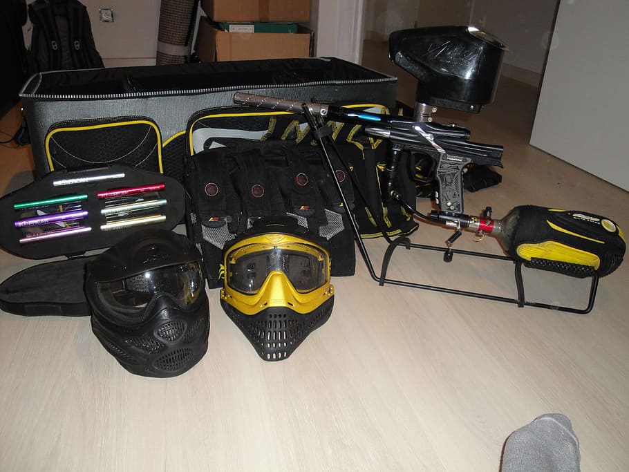 Paintball, Equipment, Sport Game, paintball, equipment, shooting, gun, mask, extreme, player, camouflage