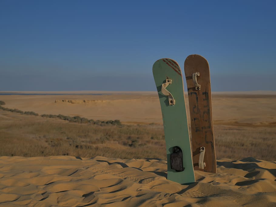sandboarding, sport, desert, dubai, leisure, fun, board, sahara, sky, land
