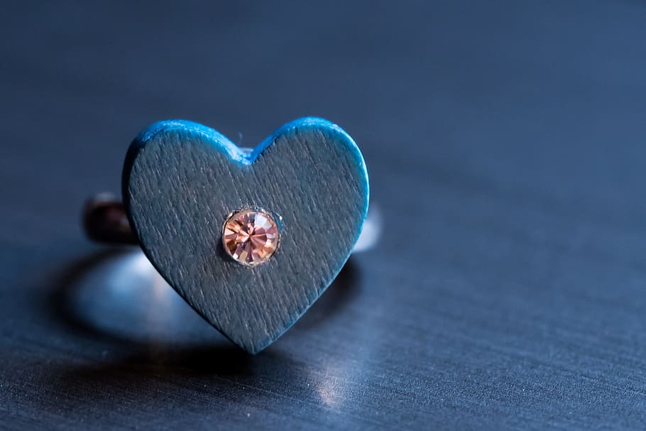 selective, focus photograph, silver-colored heart ring, Wedding Ring, Ring, Ring, Engagement, ring, wedding, love, together