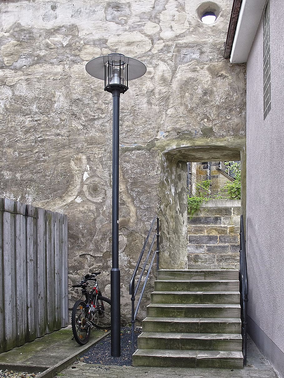 city wall, passage, stairs, alley, lantern, street lamp, emergence, staircase, gradually, wall