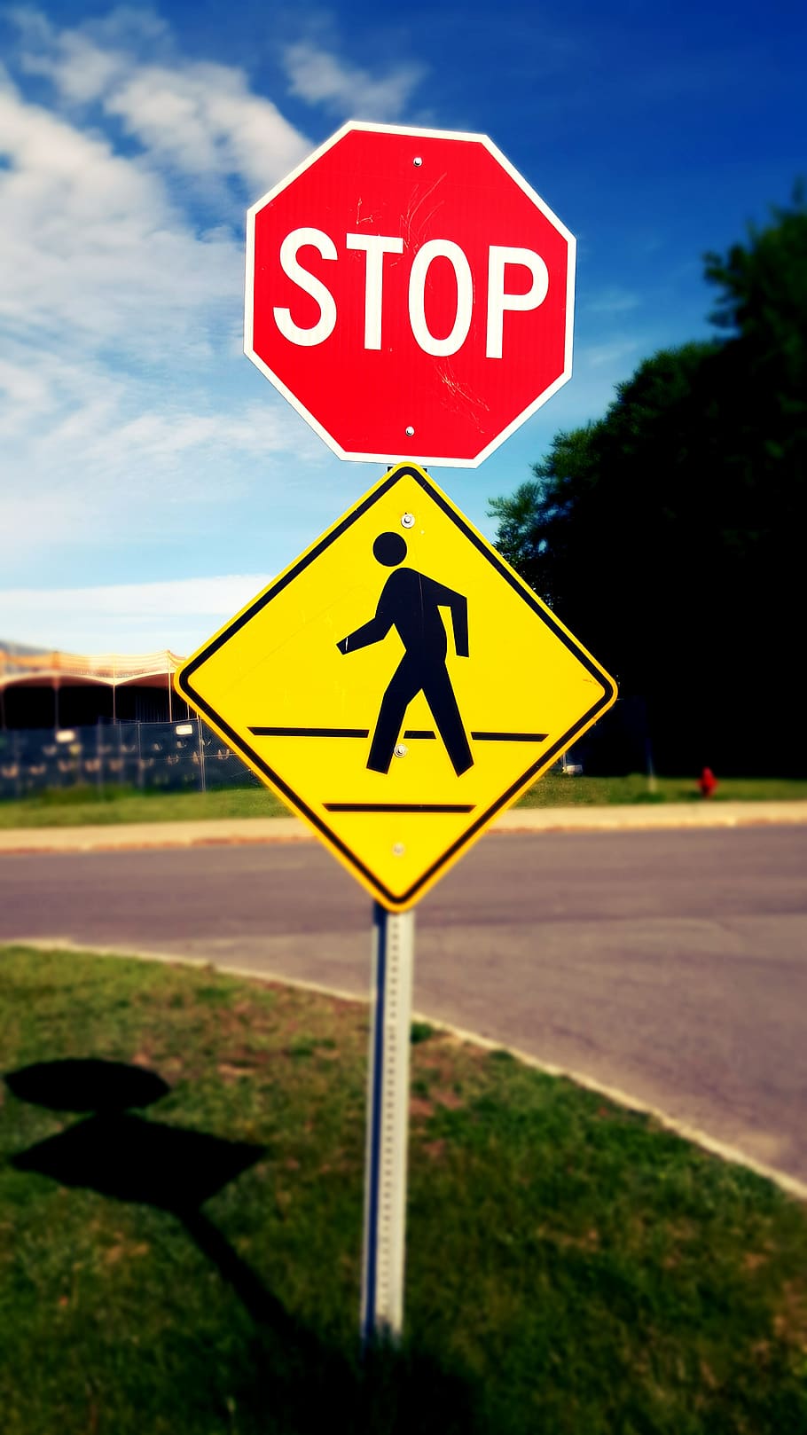 pedestrian crossing, pedestrian zone, pedestrians, road sign, sign, stop, communication, road, warning sign, text