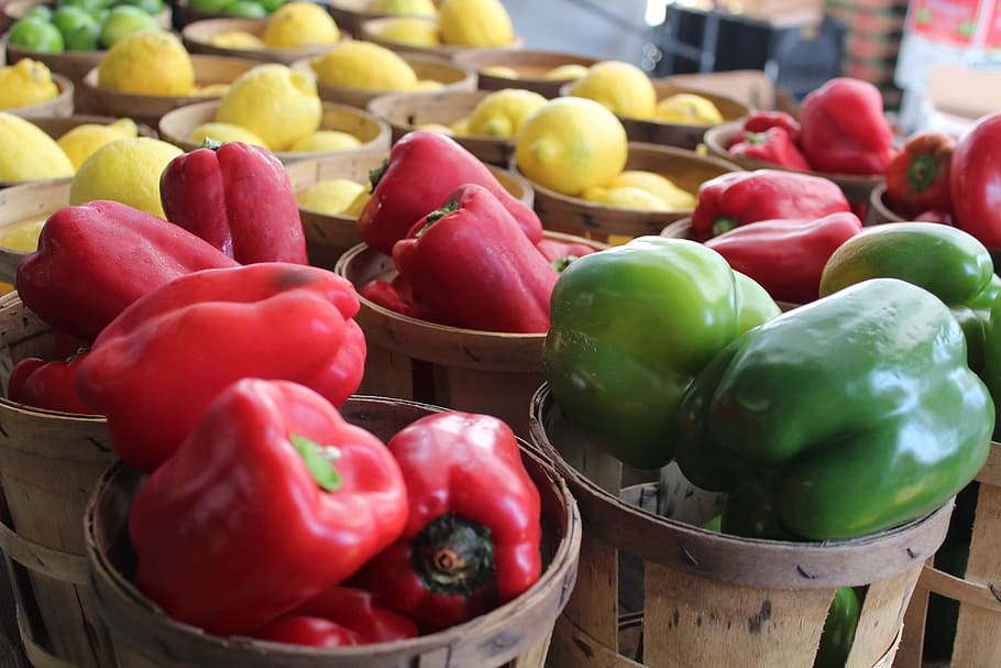 peppers, lemons, agriculture, produce, food, food and drink, healthy eating, freshness, wellbeing, red