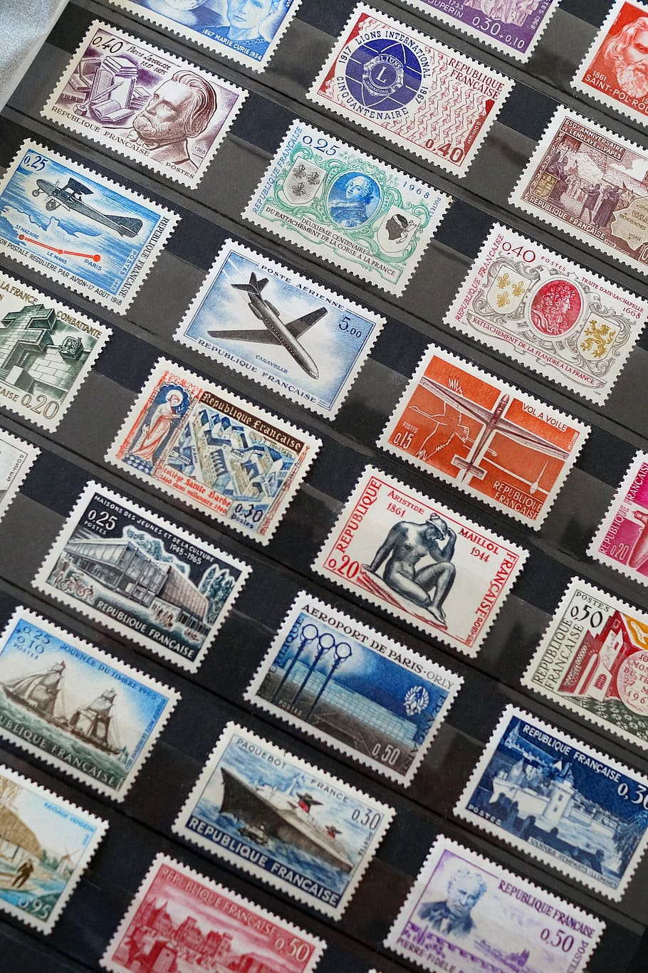 postage collection, stamps, collection, philately, french stamps, stamp collection, post, background, full frame, backgrounds