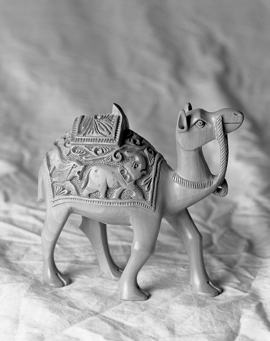 camel, black and white, figure, trinket, mammal, domestic, animal representation, domestic animals, animal, animal themes