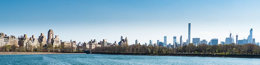 new york city, central park, panorama, panoramic, water, city, sky, urban skyline, building exterior, architecture