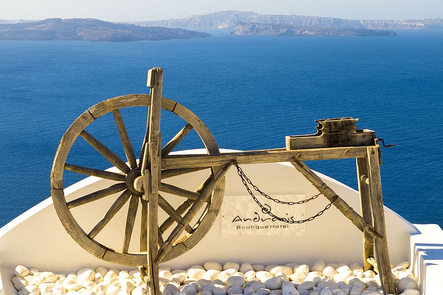 Santorini, Grecia, ver, hotel, cielo, océano, relajarse, viajar, foto, montañas