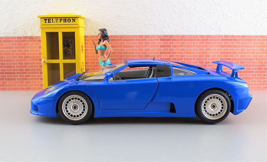 Model Car, Bugatti, Auto, model, oldtimer, toys, sports car, old, blue, motorsport