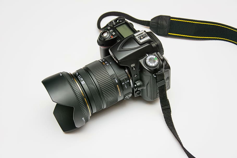 black, dslr camera, white, surface, camera, subject, photographer, lens, foto, electronic equipment
