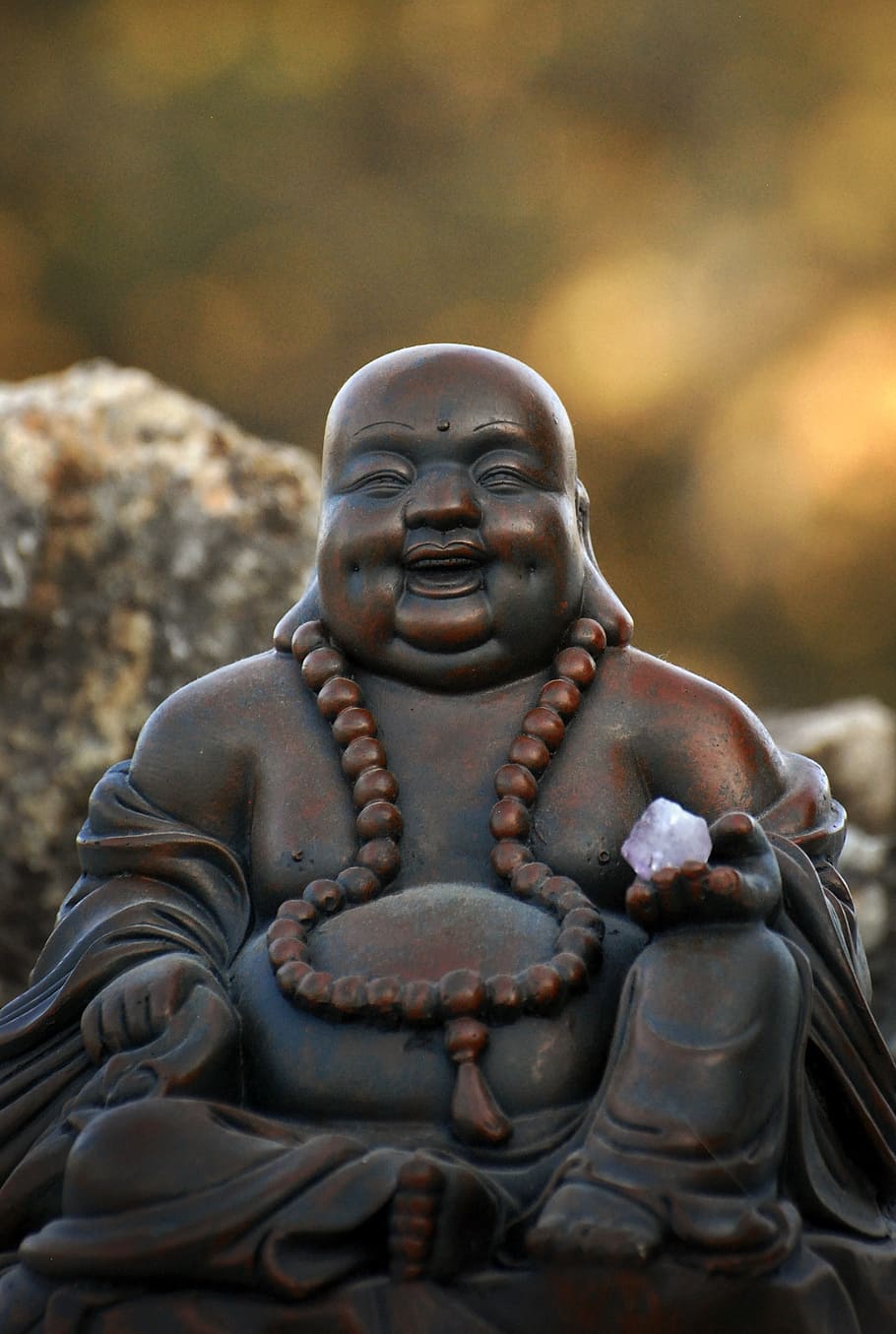 laughing buddha figurine, zen, buddha, reflection, brightness, aura, peace, meditation, yoga, statue