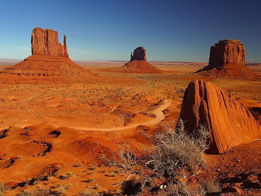 monumen valley, menara, menara berbatu, mendaki, curam, tinggi, erosi, batu pasir, merah, Amerika Serikat