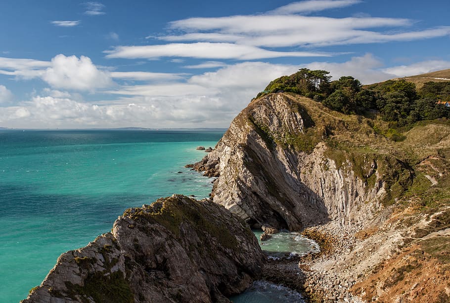 shot, captured, Seaside, Stair Hole, Jurassic Coast, Dorset, England, nature, clouds, coast
