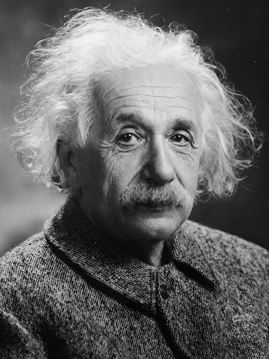 grayscale photo, albert einstein, portrait, theoretician physician, scientist, personality of the 20th century, e mc2 equation, theory of relativity, general relativity, quantum mechanics