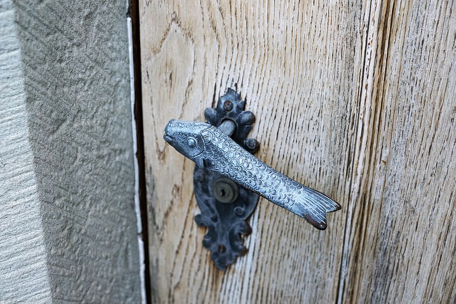 Puerta, gato, arte, hierro, material, patrón, diseño, entrada, metal, manija de la puerta