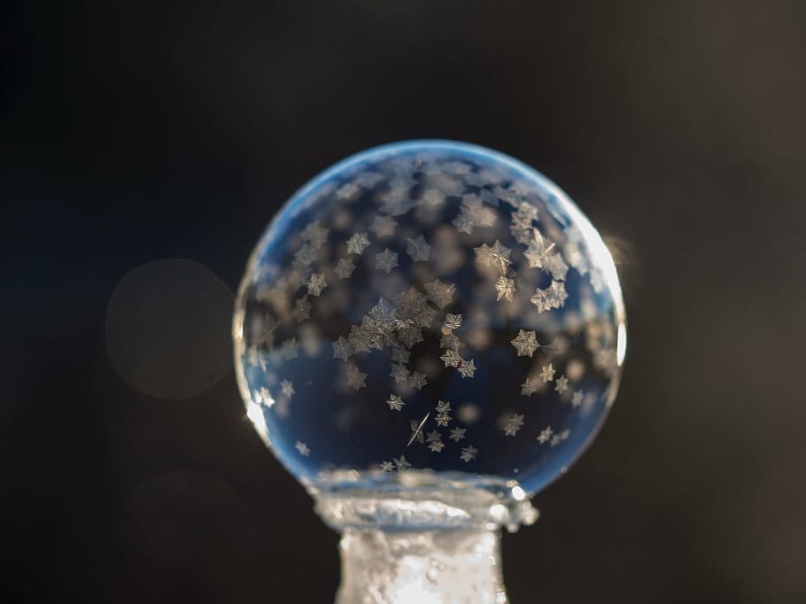 globo de cristal, blanco, base, bokeh, vidrio, redondo, cristal, bola, difuminar, reflexión