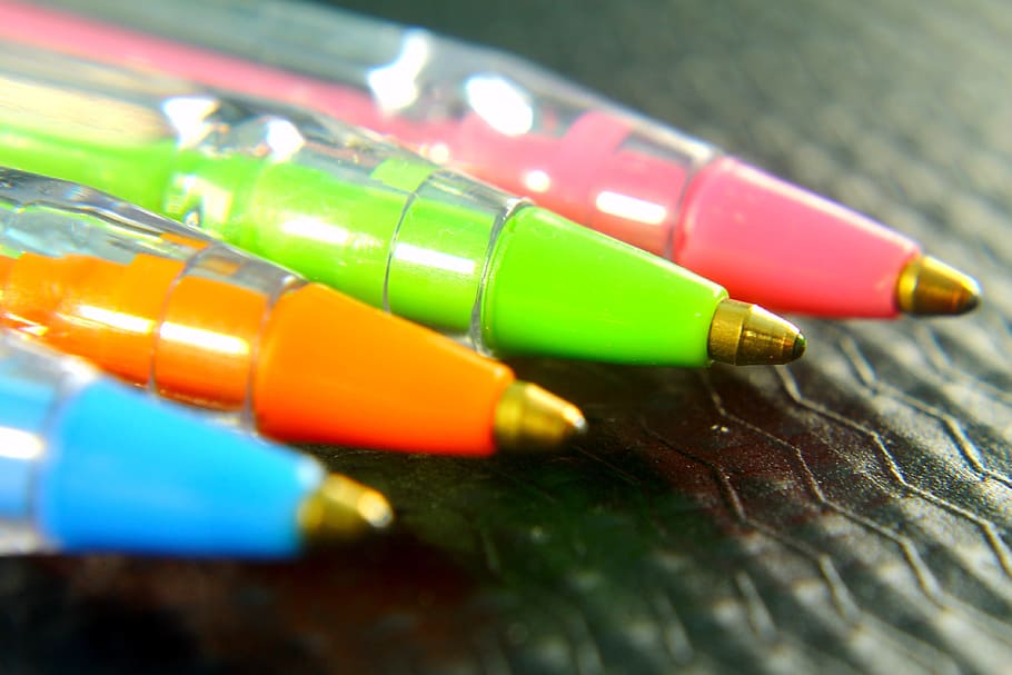pen, colorful, ballpoint pen, macro, tip, tungsten, close-up, writing instrument, multi colored, indoors