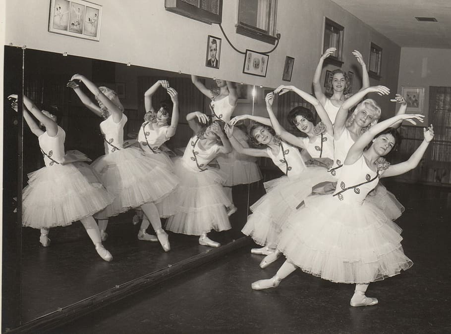 greyscale photo, woman dancing ballet, greyscale, woman, dancing, ballet, vintage, retro, dance, studio