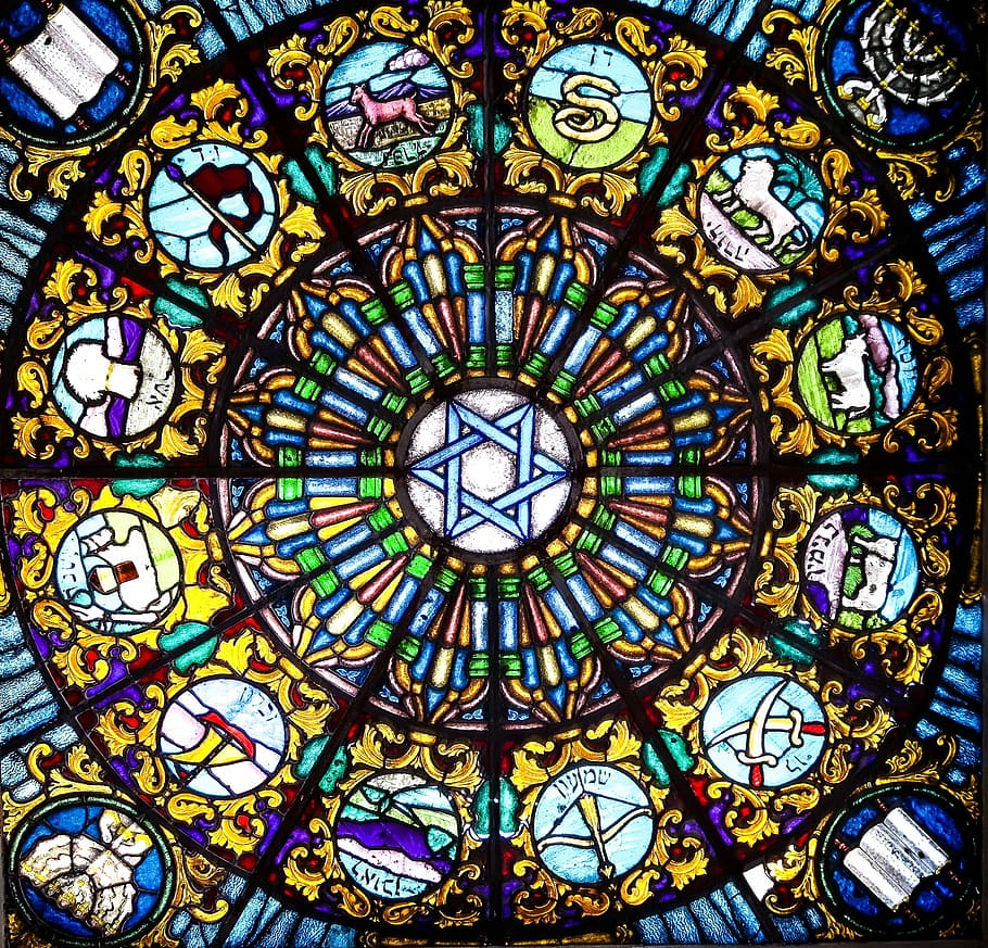 Stained Glass, Window, vitrage, stained glass, window, church window, star of david, church, faith, glass window, architecture