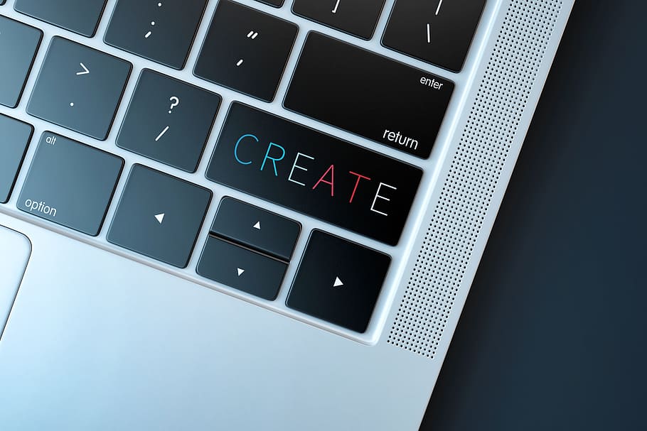 crear clave de computadora, crear, creación, creatividad, computadora portátil, teclado, creativo, idea, imaginación, inspiración