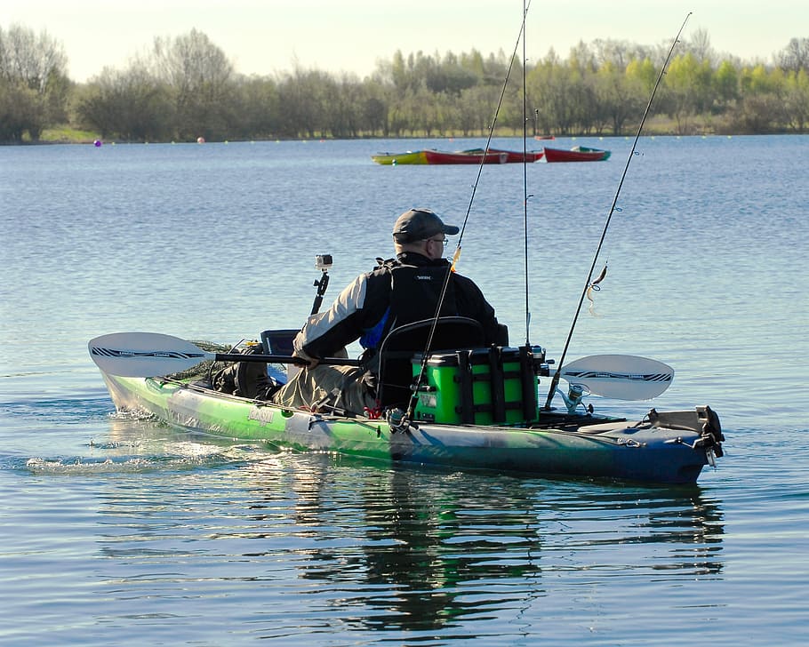 Kayak, Fishing, Fisherman, Kayaking, kayak, fishing, nature, leisure, water, nautical vessel, adult