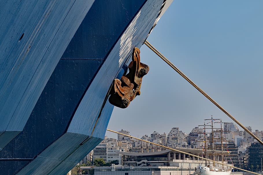 piraeus, port, ferry, anchor, water, sea, ship, boot, dew, homes