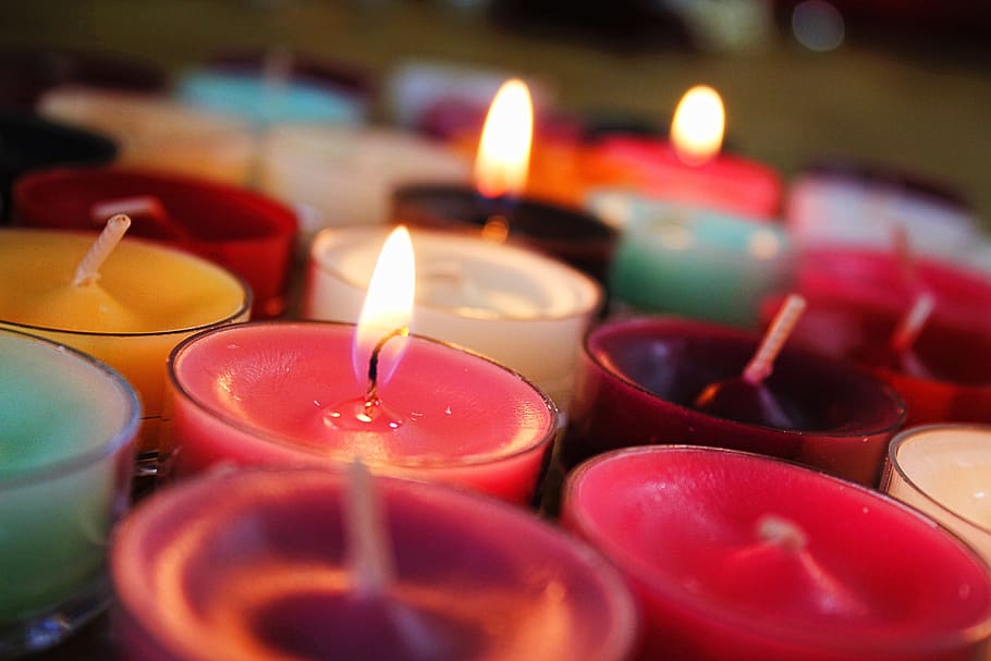 Candles, Flame, Colorful, Christmas, fire, light, color, advent, candlelight, wax candle