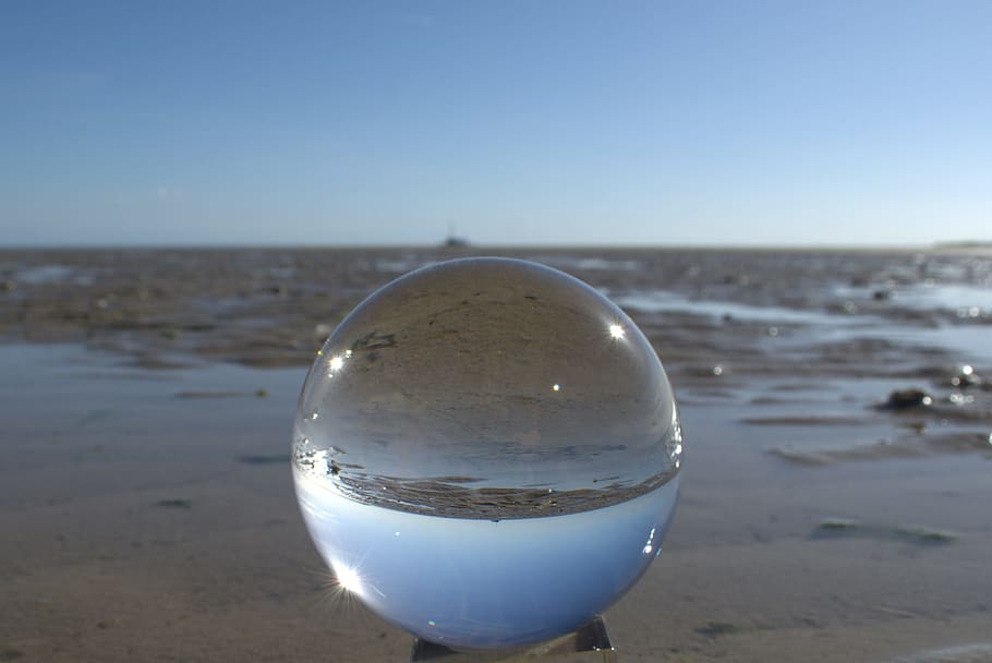 Globe, Image, Wadden Sea, Mirroring, globe image, north sea, beach, sky, nature, watts