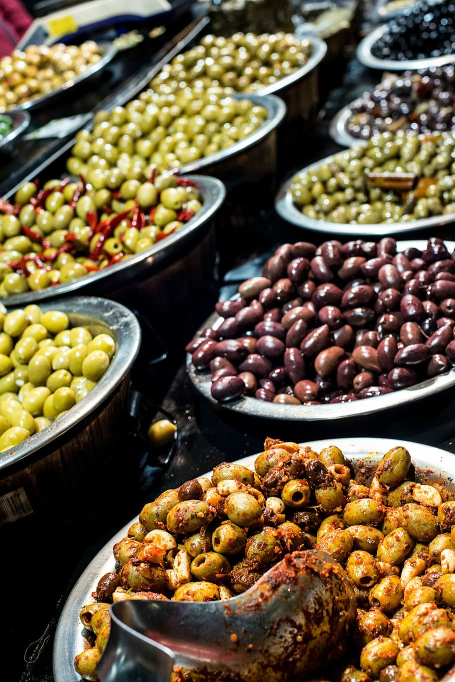 olive market, Olive, market, brown, food market, green, olives, food, food And Drink, no People