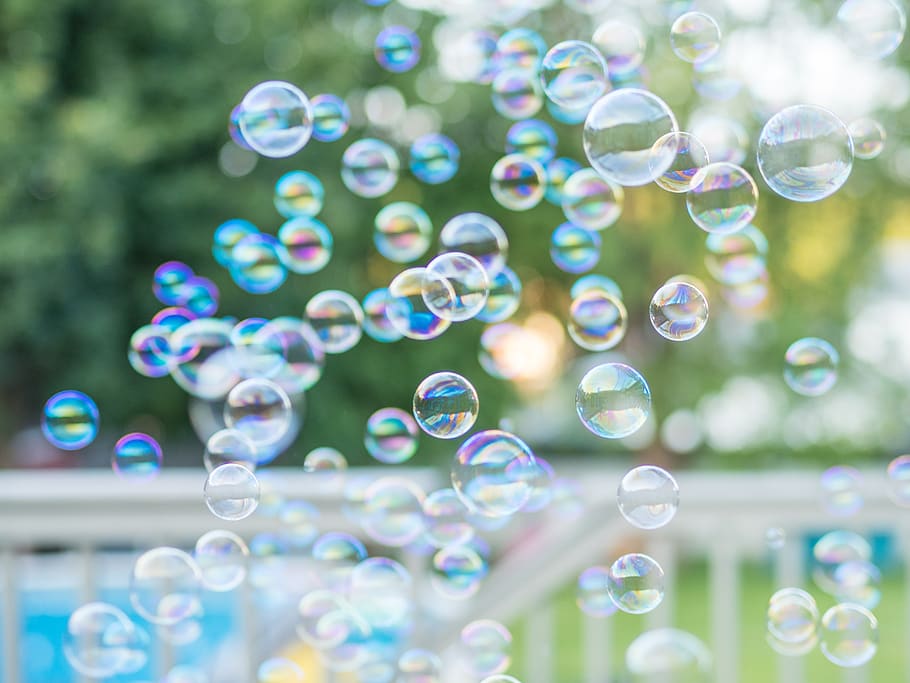 burbujas, arco iris, colorido, movimiento, brillante, reflexión, bokeh, burbuja, jabón, volando