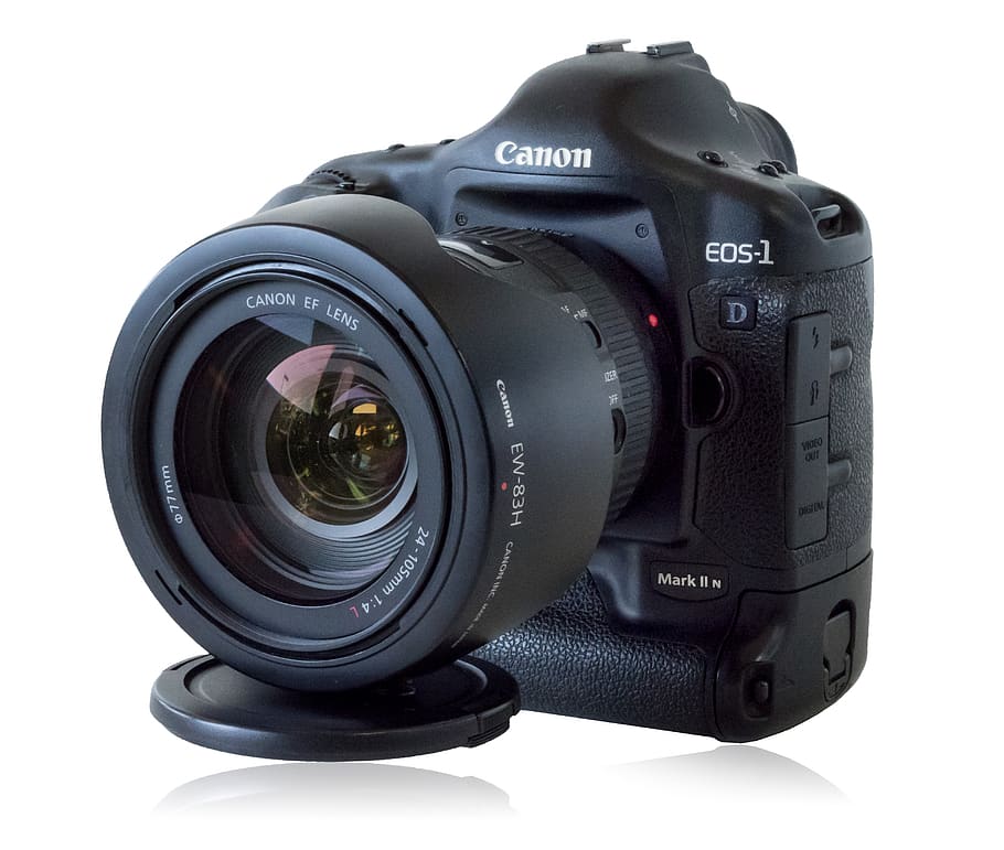 canon 1d camera, digital, lens, photography, isolated, equipment, black, slr, dslr, technology