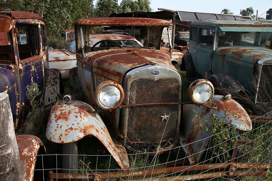 coche, viejo, abandonar, vintage, antiguo, coches viejos, coche viejo, oxidado, abandonado, modo de transporte
