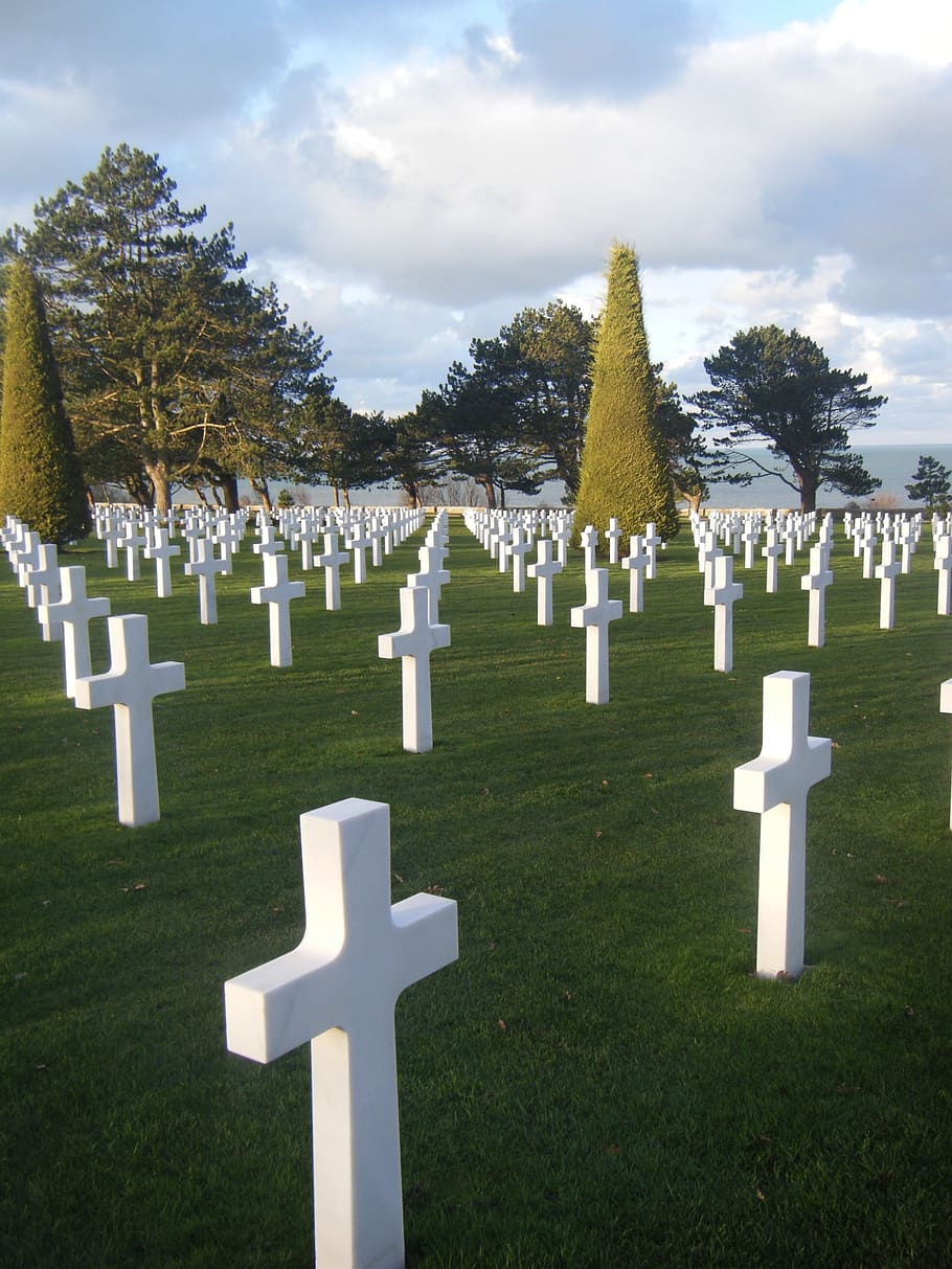 Cemitério, Americano, Memorial, Sepultura, honra, normandia, guerra, nacional, soldado, exército