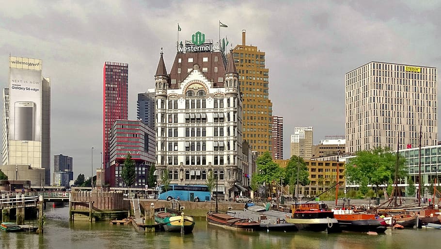 Netherlands, Rotterdam, Architecture, skyline, city, places of interest, skyscrapers, water, building, skyscraper