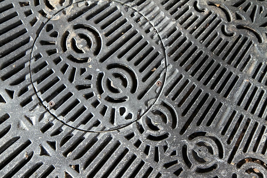 Floor Grate Detailed White Iron Pavement Backgrounds