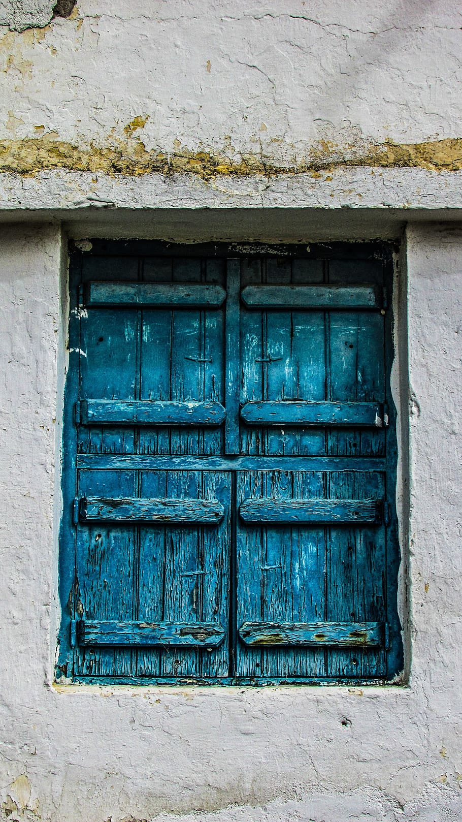 Chipre, Paralimni, Casa velha, Janela, azul, arquitetura, envelhecido, resistiu, madeira, velho